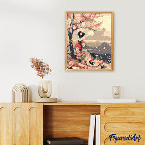 Geisha Vintage sous les Cerisiers en Fleurs