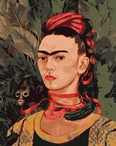 Peinture par numéros Figured'Art Frida - Autoportrait avec singe 1940