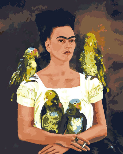 Peinture par numéros Figured'Art Frida - Moi et mes perroquets