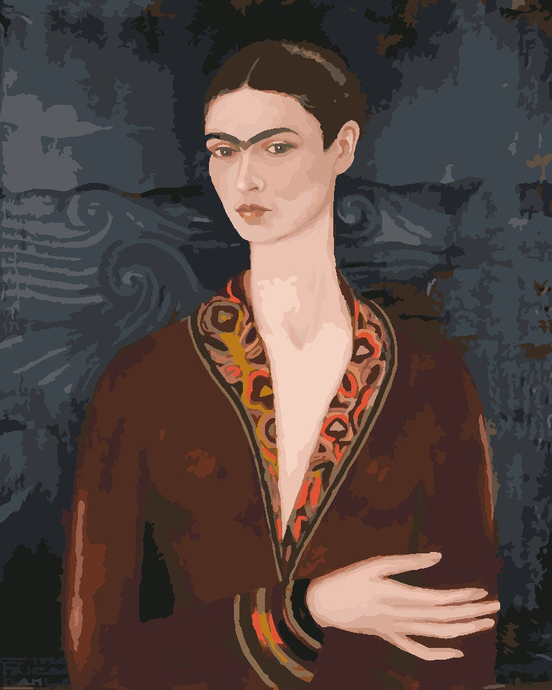 Peinture par numéros Figured'Art Frida - Autoportrait en robe de velours
