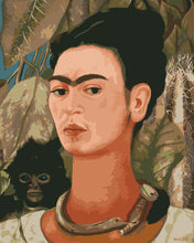 Charger l&#39;image dans la galerie, Peinture par numéros Figured&#39;Art Frida - Autoportrait au singe 1938