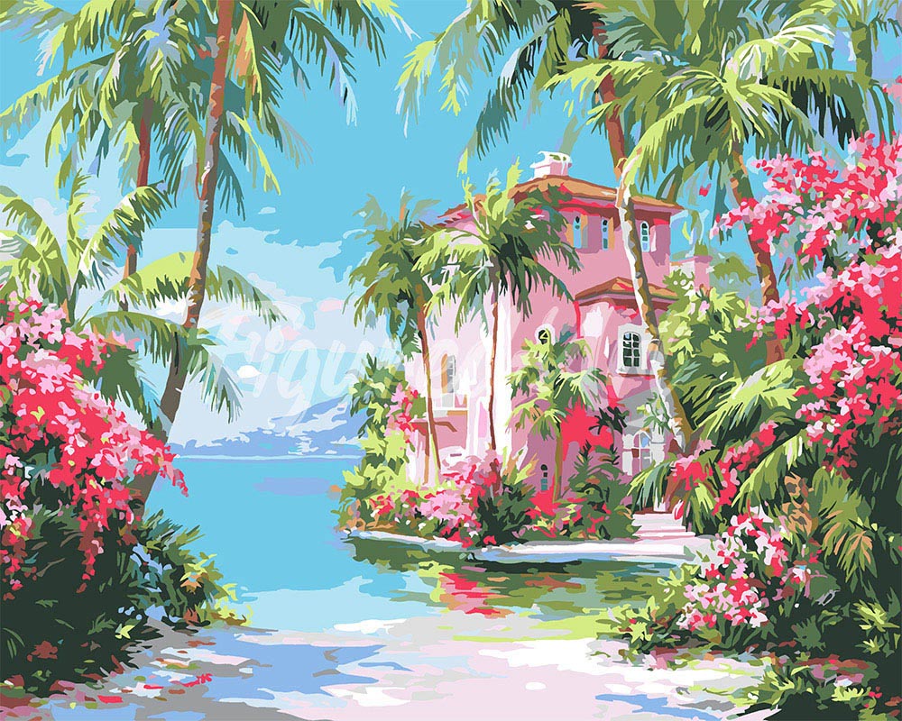 Peinture par numéros Figured'Art Maison de la Côte Paradisiaque