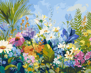 Peinture par numéros Figured'Art Champ de fleurs colorées
