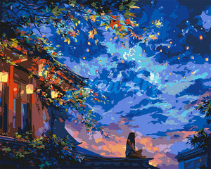 Peinture par numéros Figured'Art Vue nocturne à la lanterne