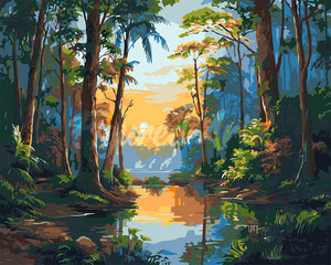 Peinture par numéros Figured'Art Lac de la forêt tropicale