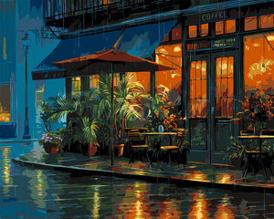 Peinture par numéros Figured'Art Café du coin pluvieux