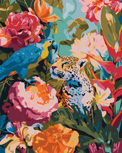 Charger l&#39;image dans la galerie, Peinture par numéros Figured&#39;Art Perroquet et léopard