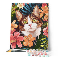 Charger l'image dans la galerie, Chat avec fleurs tropicales
