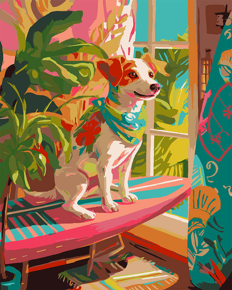 Peinture par numéros Figured'Art Chien amateur de surf