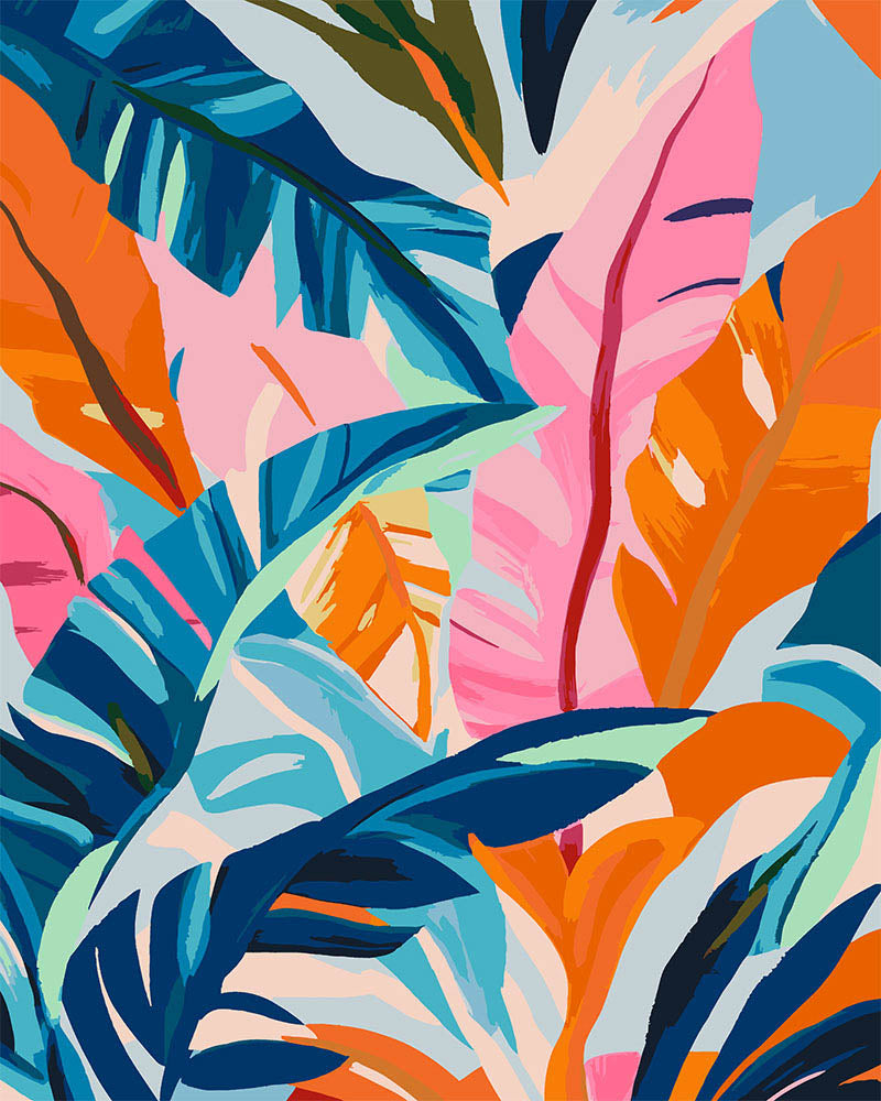 Peinture par numéros Figured'Art Feuilles de bananier colorées