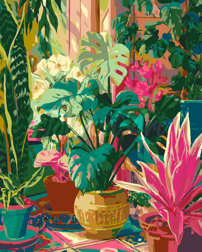 Peinture par numéros Figured'Art Jardin tropical intérieur
