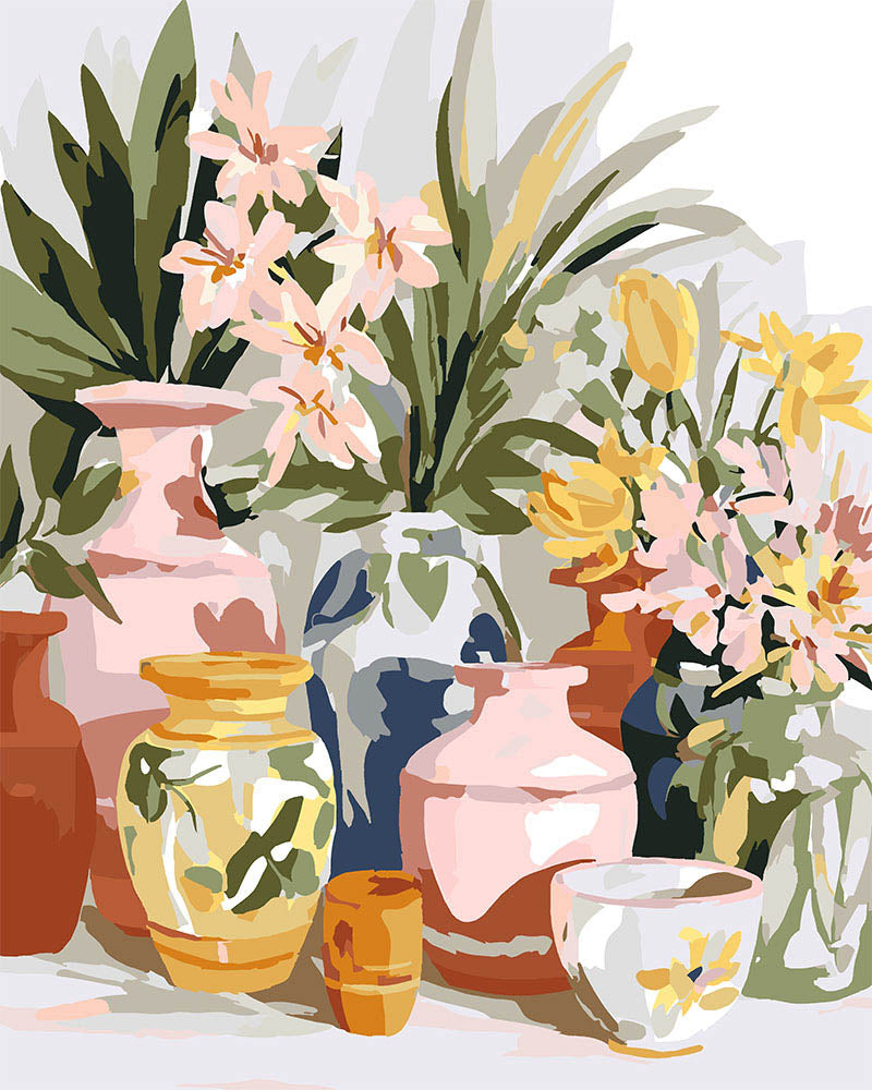 Peinture par numéros Figured'Art Poteries et Fleurs