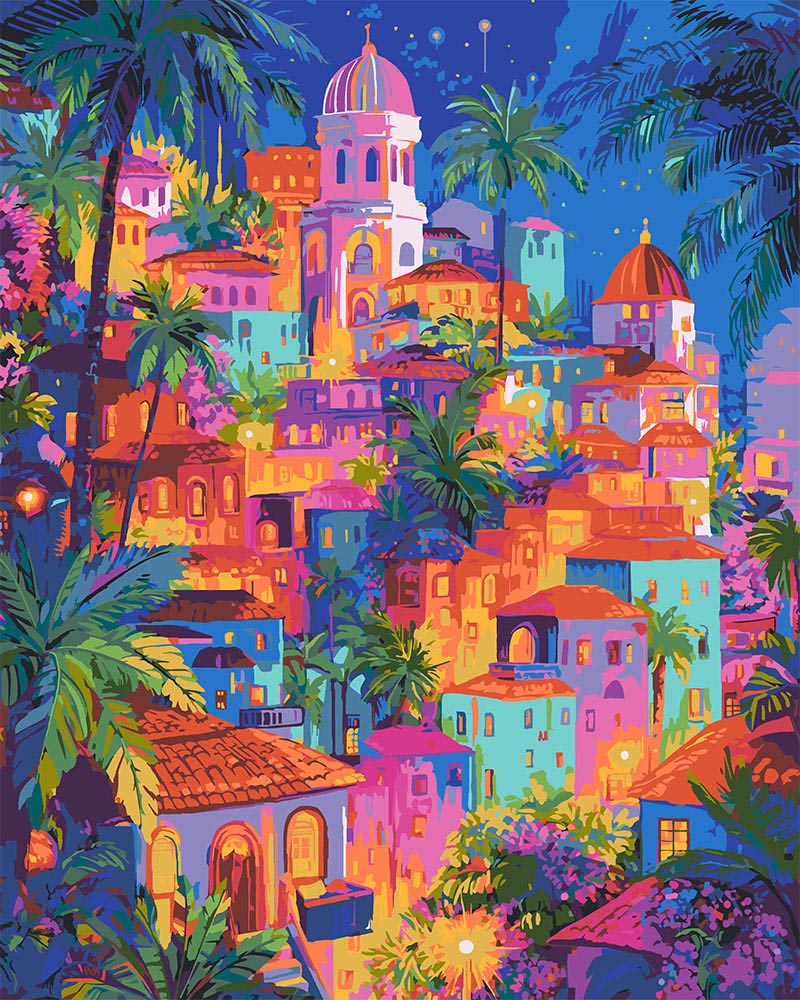 Peinture par numéros Figured'Art Ville tropicale de rêve