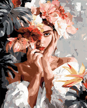 Charger l&#39;image dans la galerie, Peinture par numéros Figured&#39;Art Portrait de jeune fille fleurie