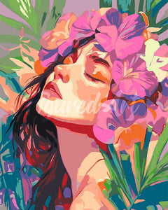 Peinture par numéros Figured'Art Jolie fille fleurie