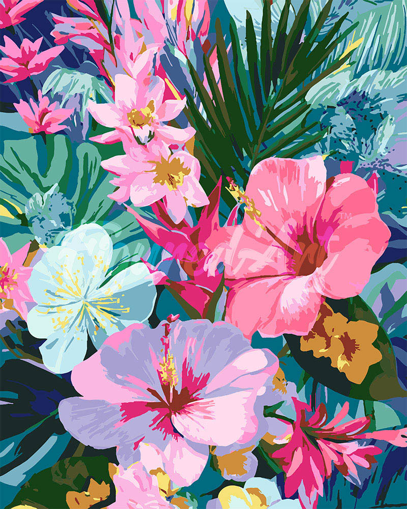 Peinture par numéros Figured'Art Jardin d'hibiscus