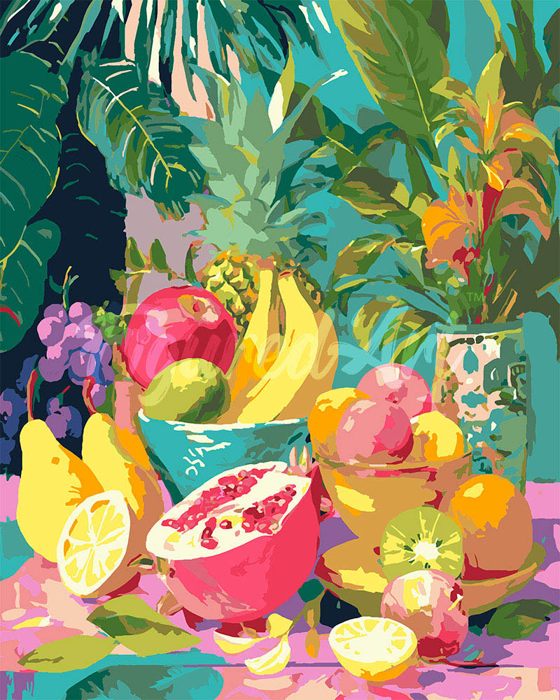 Peinture par numéros Figured'Art Table de fruits tropicaux
