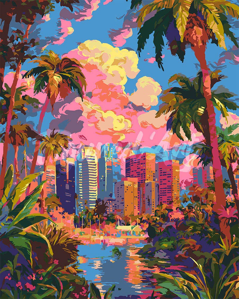 Peinture par numéros Figured'Art Quand la jungle rencontre la ville