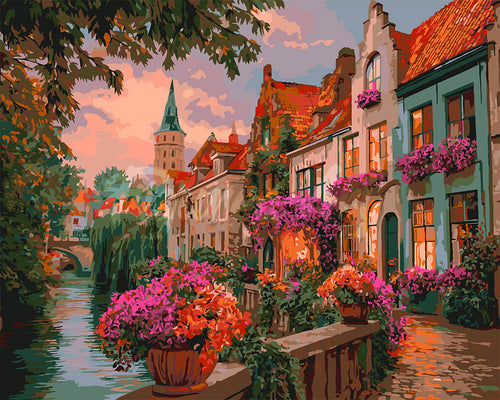 Peinture par numéros Figured'Art Maisons sur le Canal