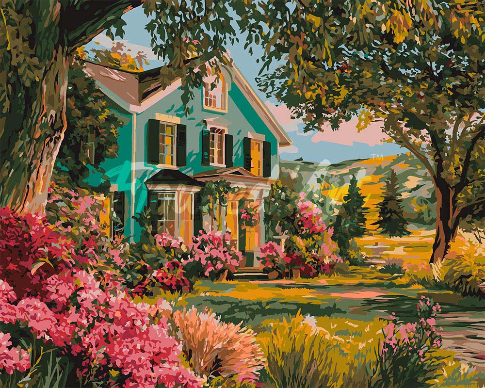 Peinture par numéros Figured'Art Véranda Fleurie du Jardin