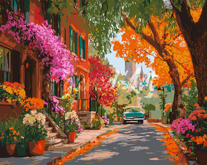 Peinture par numéros Figured'Art Allée Fleurie en Ville