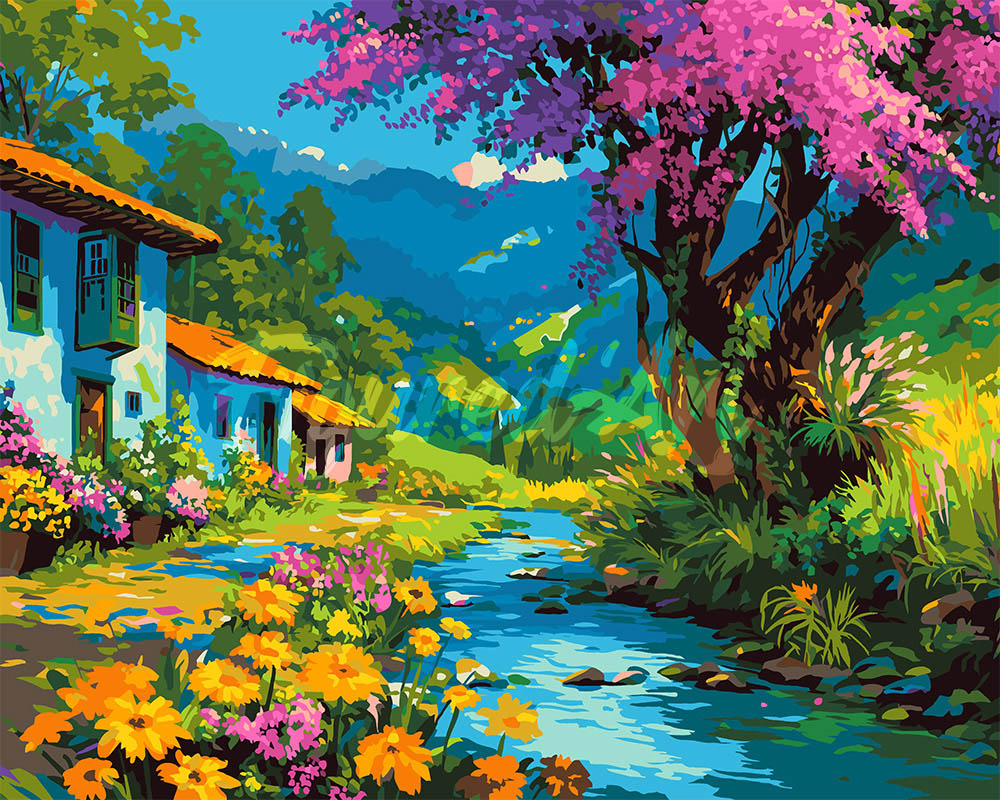 Peinture par numéros Figured'Art Ruisseau Coloré du Village