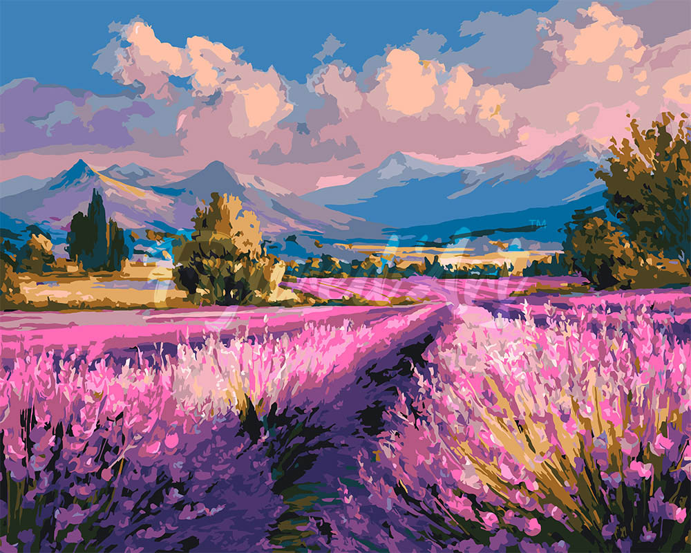 Peinture par numéros Figured'Art Champs de Lavande au Crépuscule