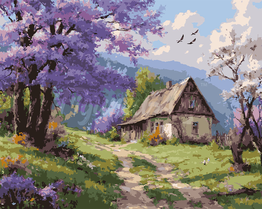 Peinture par numéros Figured'Art Cottage sur l’Allée des Jacarandas