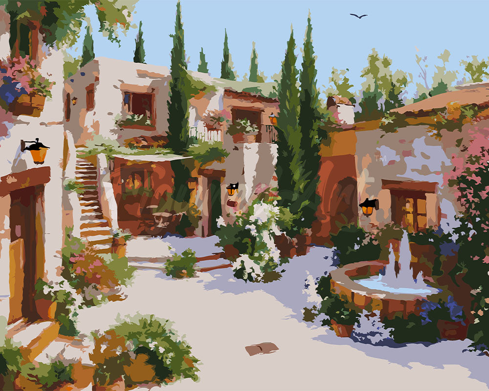 Peinture par numéros Figured'Art Cour de Villa Blanche