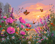 Charger l&#39;image dans la galerie, Peinture par numéros Figured&#39;Art Coucher du Soleil parmi les Fleurs