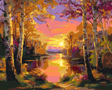 Charger l&#39;image dans la galerie, Peinture par numéros Figured&#39;Art Lac aux Bouleaux Éclatants
