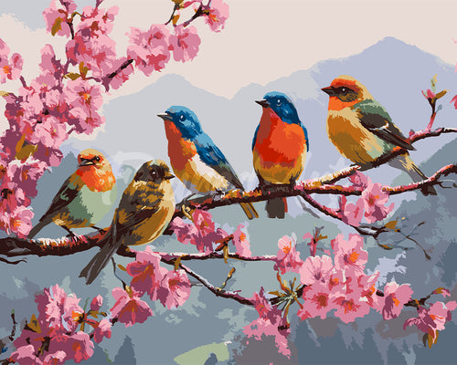 Peinture par numéros Figured'Art La Bande des Oiseaux Chanteurs