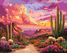 Charger l&#39;image dans la galerie, Peinture par numéros Figured&#39;Art Vallée des Cactus au Coucher du Soleil