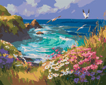 Charger l&#39;image dans la galerie, Peinture par numéros Figured&#39;Art Vue sur l’Océan et Fleurs