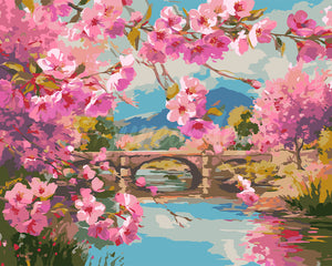 Peinture par numéros Figured'Art Pont aux Fleurs de Cerisier