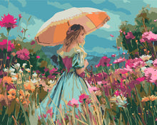 Charger l&#39;image dans la galerie, Peinture par numéros Figured&#39;Art Jeune Fille et Champs Fleuris