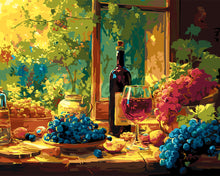 Charger l&#39;image dans la galerie, Peinture par numéros Figured&#39;Art Bouteille de Vin et Raisins