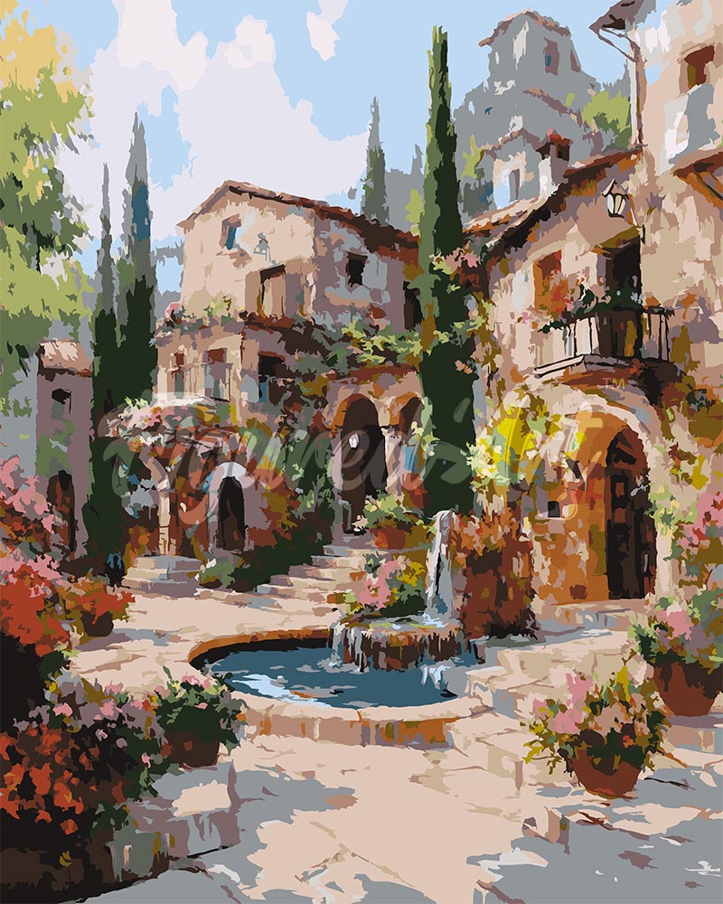 Peinture par numéros Figured'Art Villa Méditerranéenne