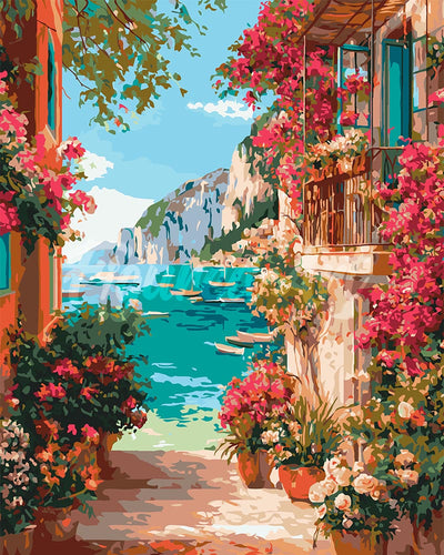 Peinture par numéros Figured'Art Vue sur la Riviera Italienne