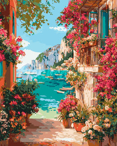 Peinture par numéros Figured'Art Vue sur la Riviera Italienne