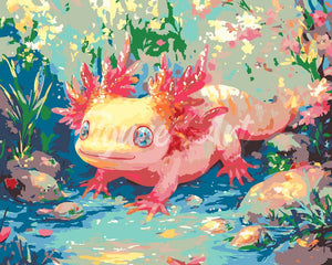 Peinture par numéros Figured'Art Axolotl au Soleil