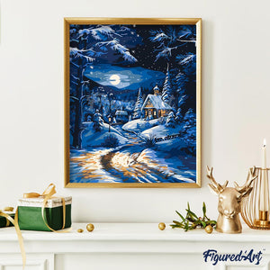 Cottage d'Hiver au Clair de Lune