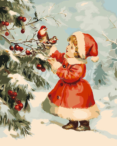 Peinture par numéros Figured'Art Mignonne petite Fille de Noël