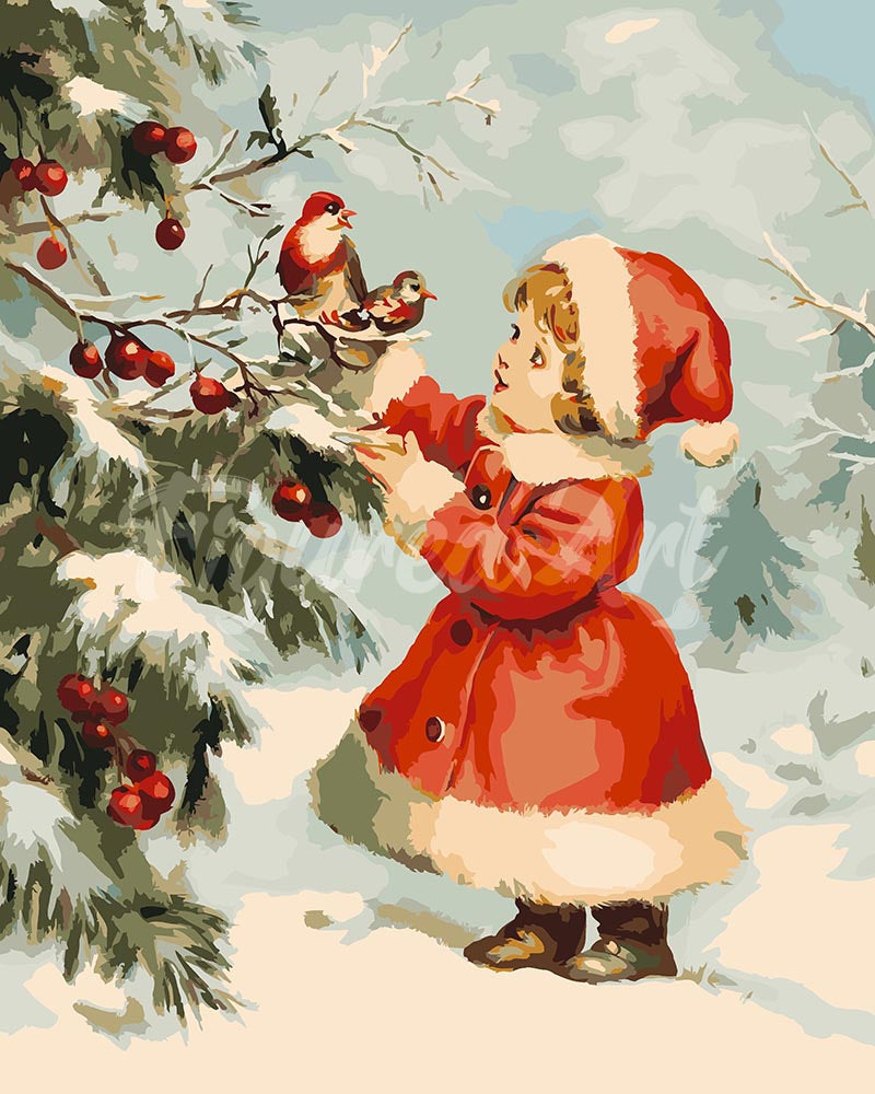 Peinture par numéros Figured'Art Mignonne petite Fille de Noël