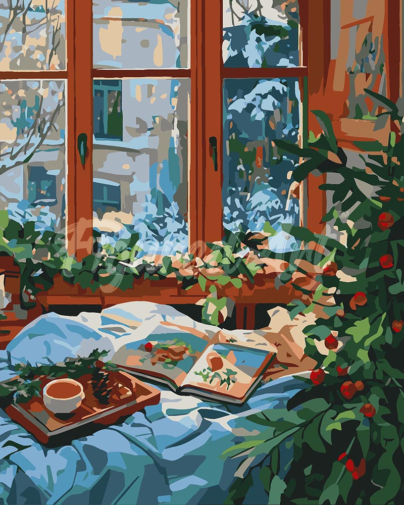 Peinture par numéros Figured'Art Hiver Douillet au Lit