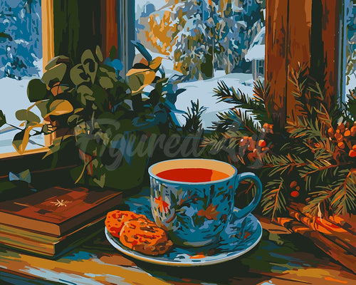 Peinture par numéros Figured'Art Thé d'Hiver l'Après-Midi