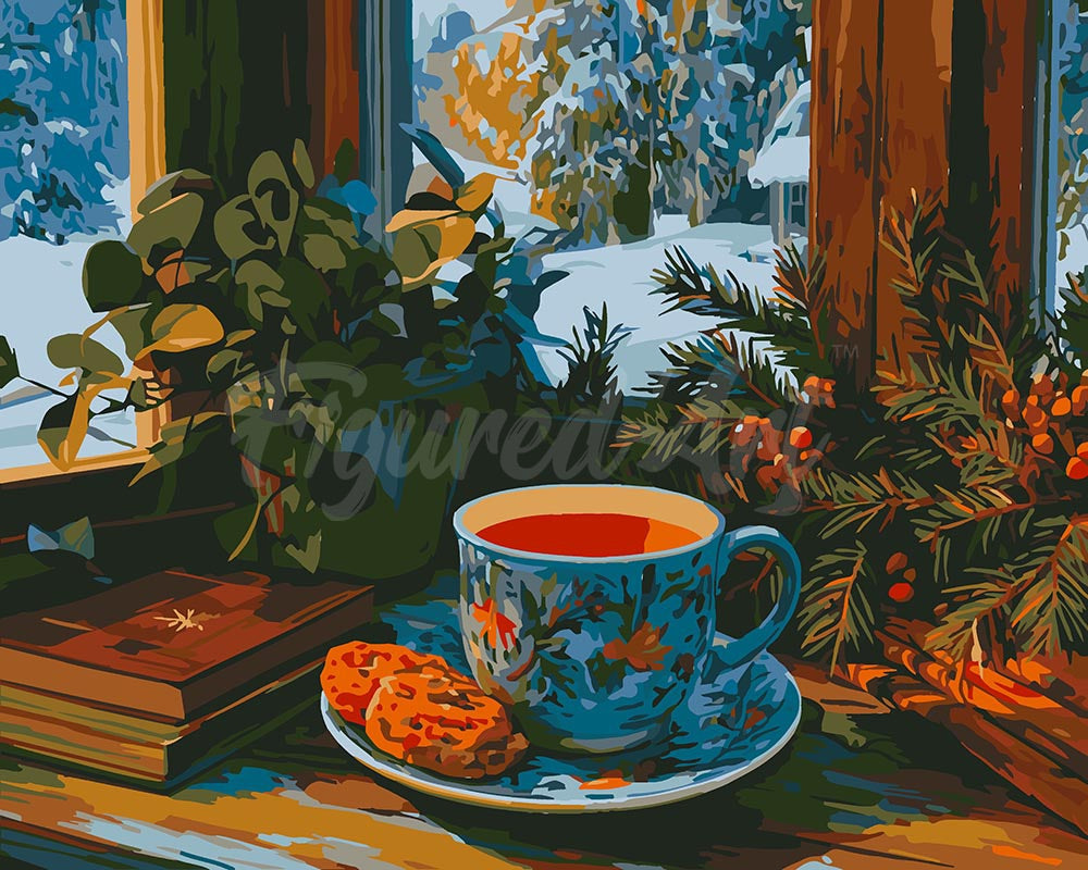 Peinture par numéros Figured'Art Thé d'Hiver l'Après-Midi