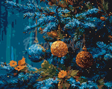 Charger l&#39;image dans la galerie, Peinture par numéros Figured&#39;Art Sapin Bleu et Boules