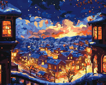 Charger l&#39;image dans la galerie, Peinture par numéros Figured&#39;Art Nuit d&#39;Hiver Lumineuse