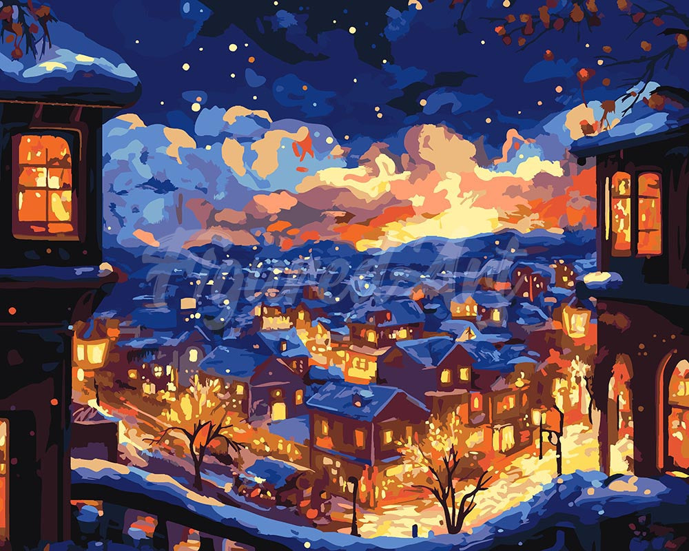 Peinture par numéros Figured'Art Nuit d'Hiver Lumineuse